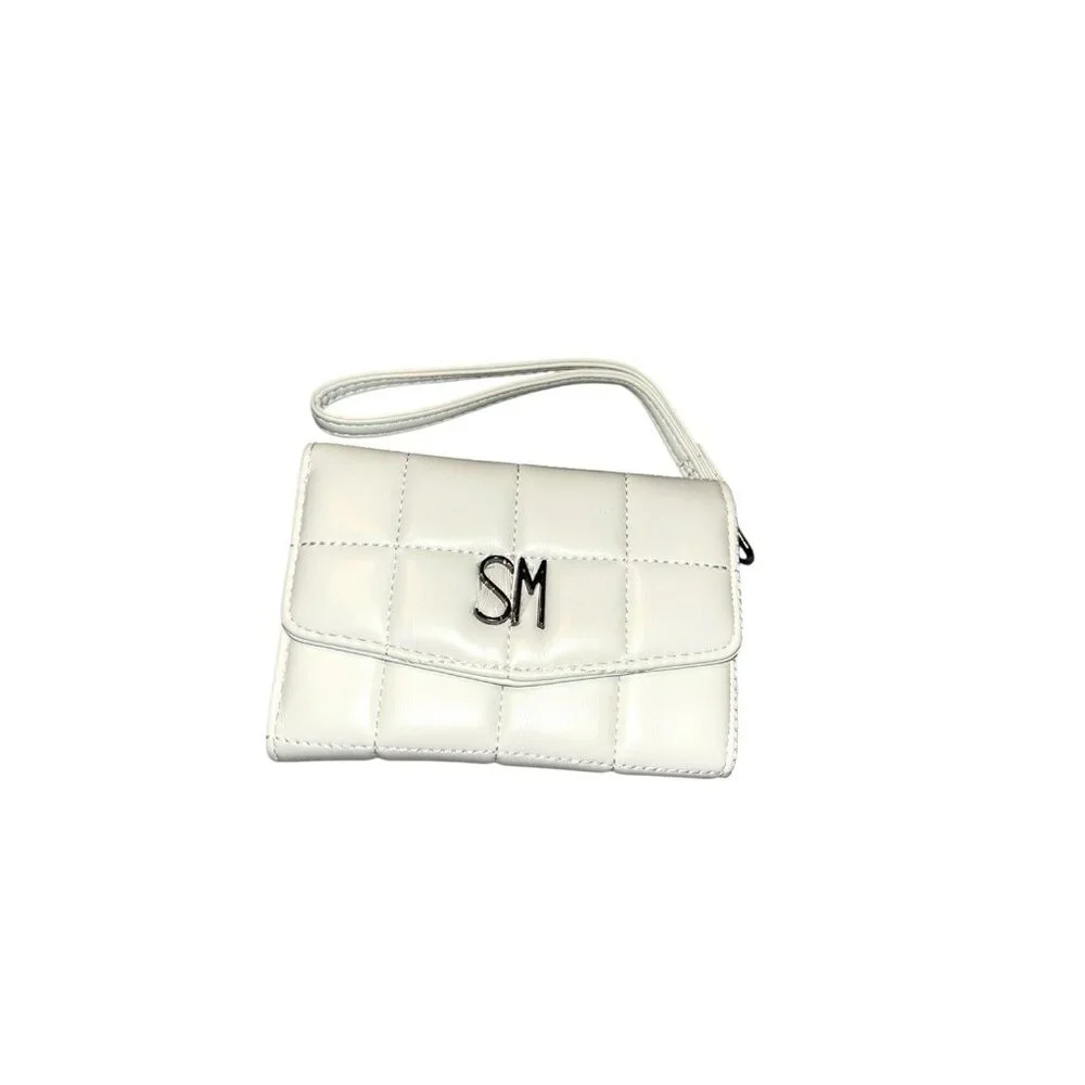 Steve Madden Quilted White Faux Leather Boho Chic Wallet Wristlet With Strap